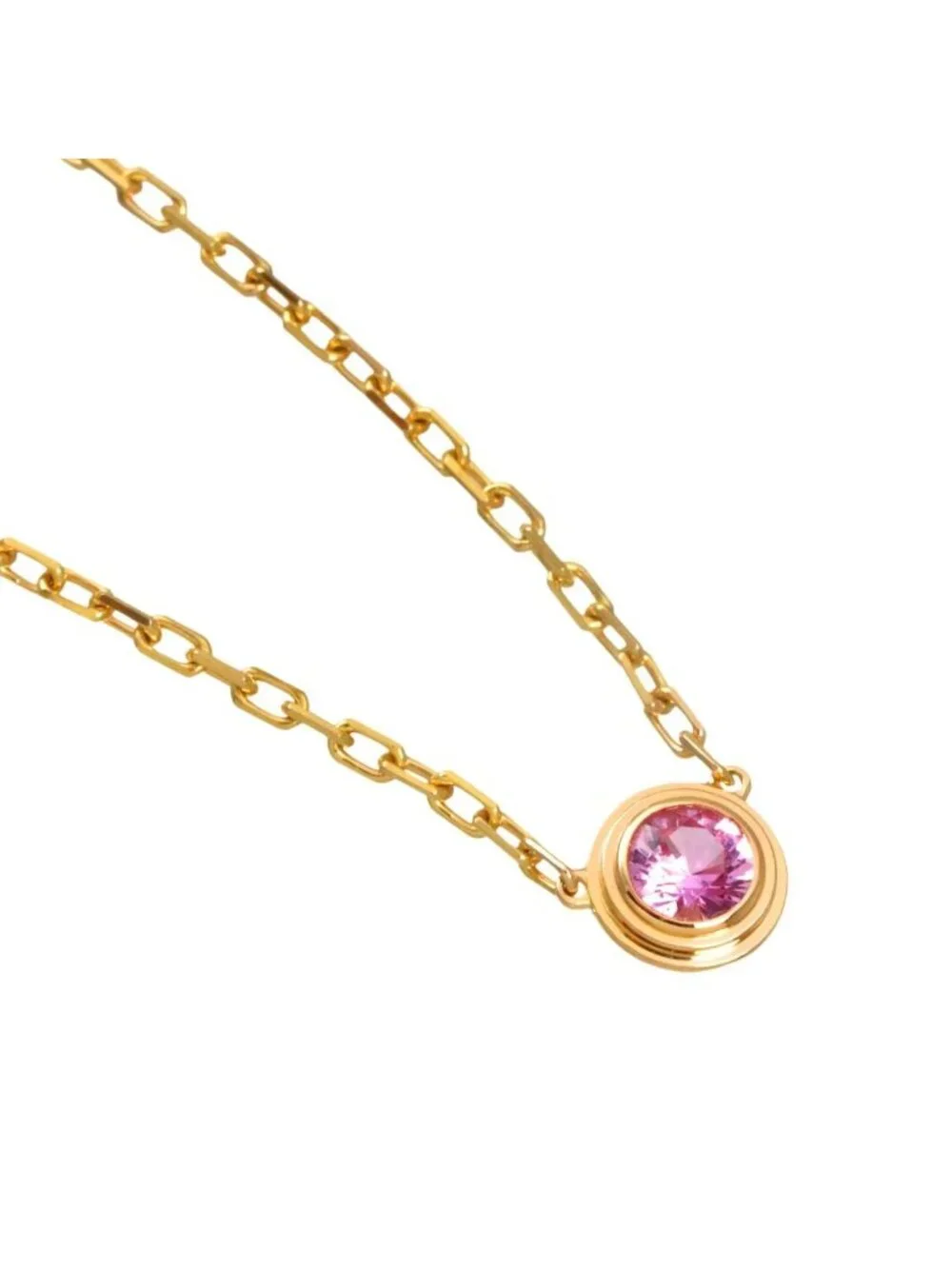 Cartier Damour Pink Sapphire Necklace 41 18K PG 750 Diamants Legers D Amour